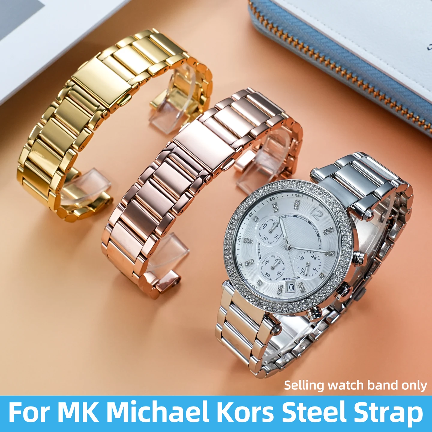 

20x12mm Notch Watch Strap Women Stainless Steel metal Bracelet For MK Michael Kors MK2277 MK2425 MK5896 MK5354 MK5774 watchband