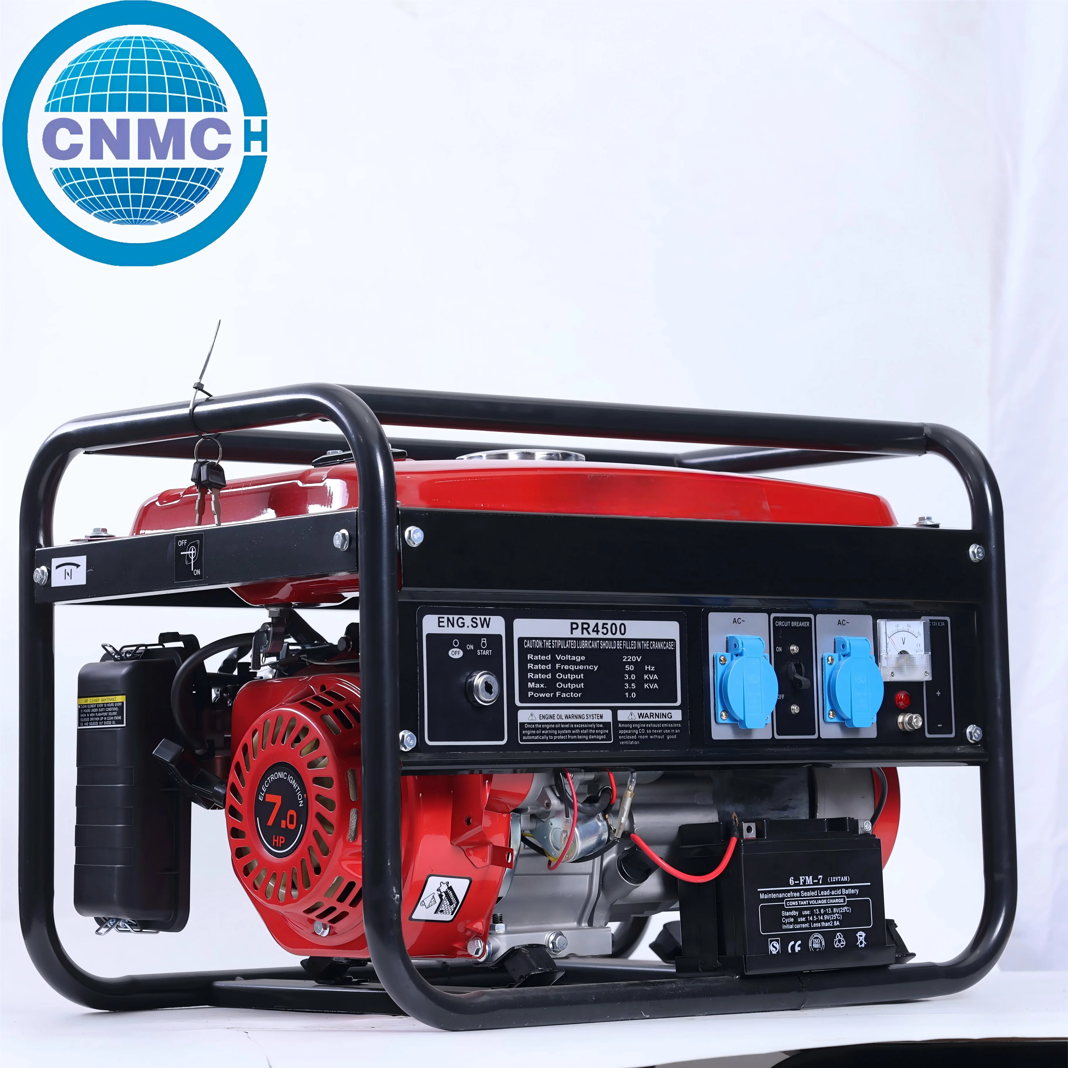

3000Watt Generator, Brush Excitation, 4-Stroke Electric start 1 cylinder 220cc Air-Cooled, for Household Use