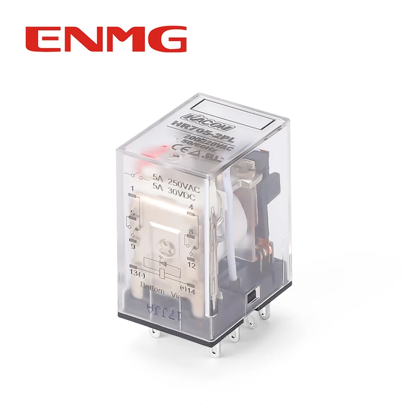 ENMG imported  small electromagnetic intermediate relay HR705-2PL with 8 pins and LED lamp operating at 220VAC