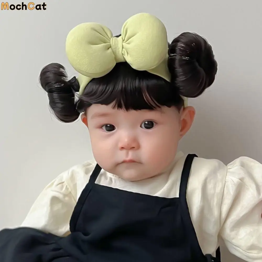 

Fashion Bowknot Baby Hair Bands Wig Cotton Cute Newborn Wig Headband Breathable Fluffy Infant Hairpiece Photography Props