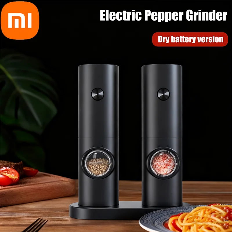 مطحنة الملح والفلفل الكهربائية ذات البطارية الجافة من Xiaomi، خشونة قابلة للتعديل، سعة كبيرة، مطاحن التوابل التلقائية، أداة المطبخ