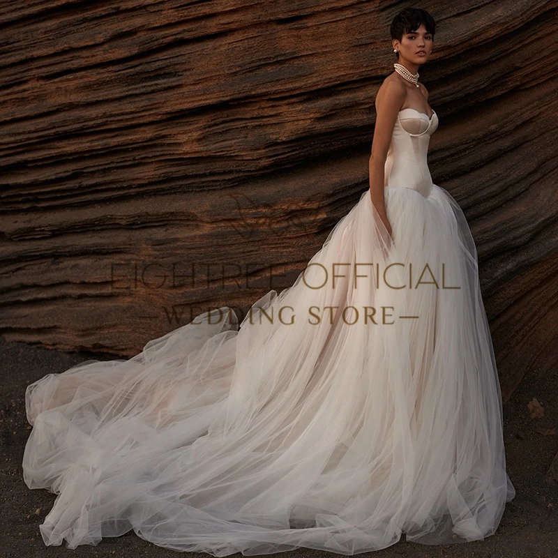 Eightree Boho Beach Princess Wedding Dresses Sweetheart Tulle Evening Bridal Dress Champagne Wedding Ball Prom Gowns Customized