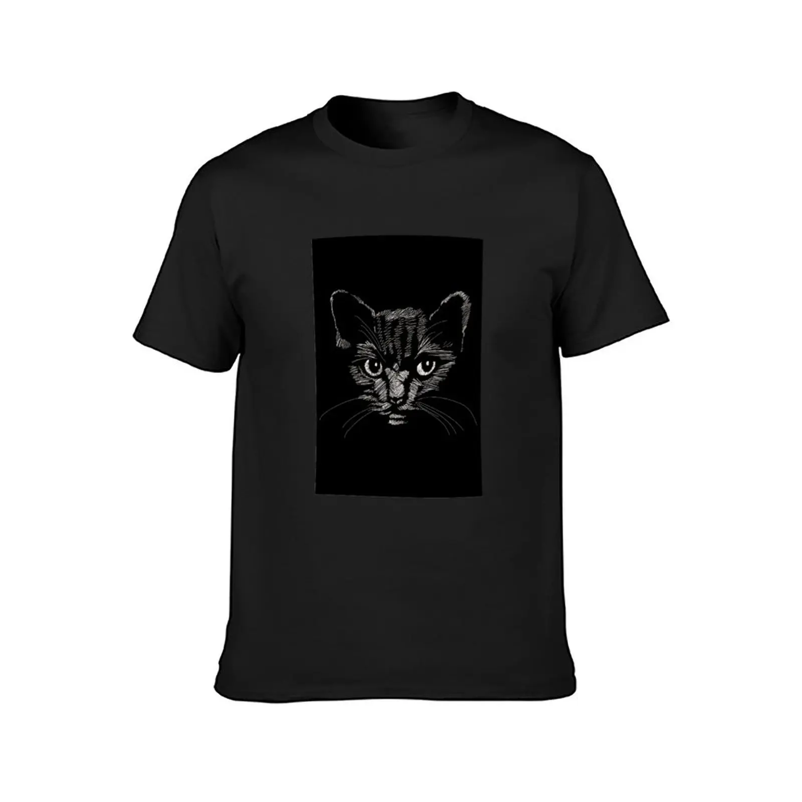 sketch cat T-Shirt cute clothes oversizeds summer tops customs mens graphic t-shirts