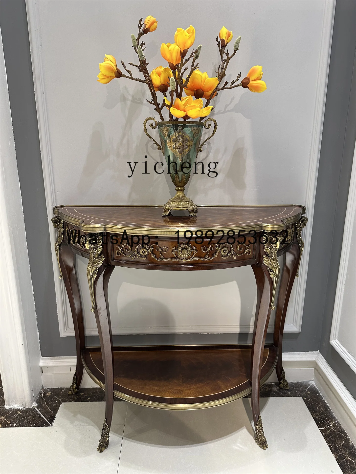 American Style Solid Wood Entryway European Style Storage Hall Cabinet French Art Complete Narrow Corridor