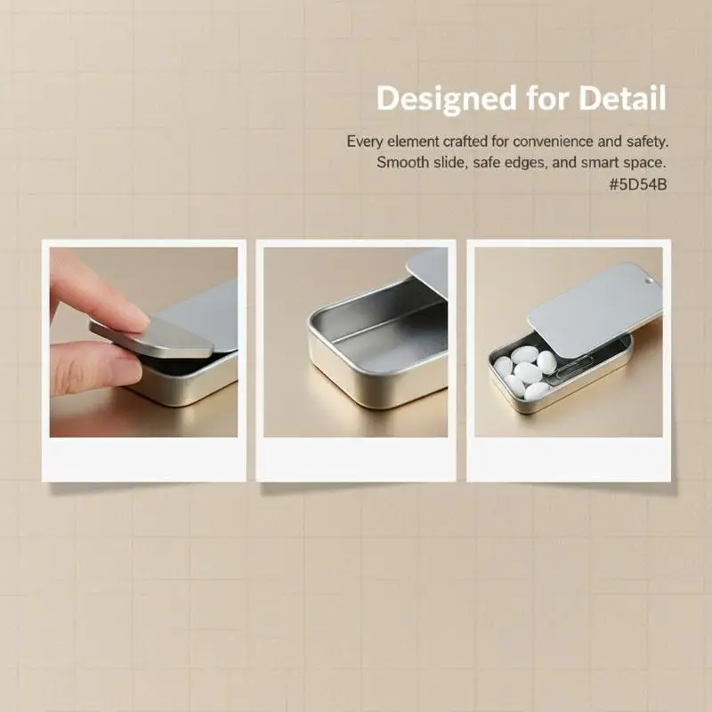 Mini Metal Tinplate Storage Box with Slide Cover  Portable Pill Case Perfect for Wedding and Jewelry Gifts