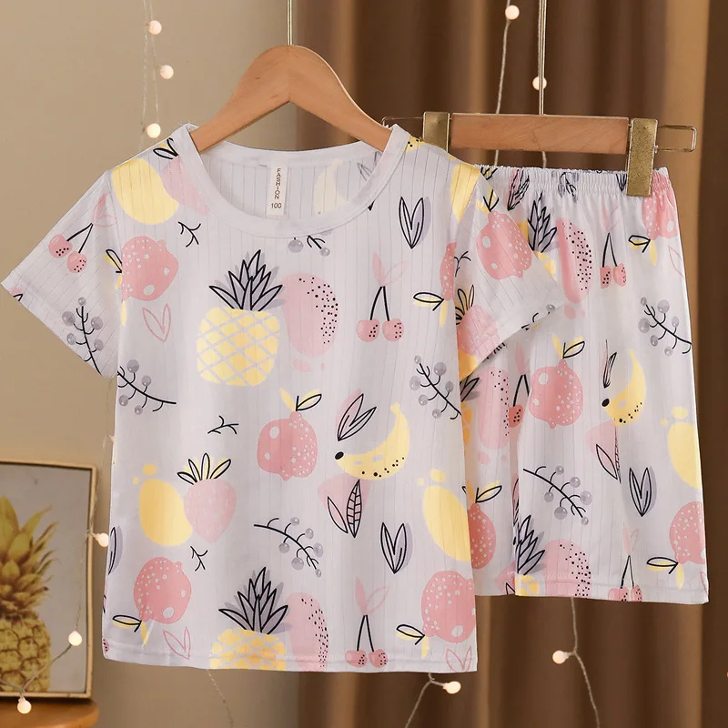 Pigiama per bambini Set estate ragazzi ragazze pigiama Homewear pantaloncini a maniche corte pigiama cartone animato Homewear Set ragazzi ragazze