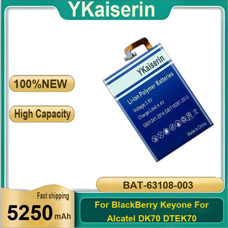 

Mobile Phone Battery Rapid Charging For Blackberry Keyone Alcatel DK70 DTEK70 5250Mah Bat-63108-003 Environmentally Friendly