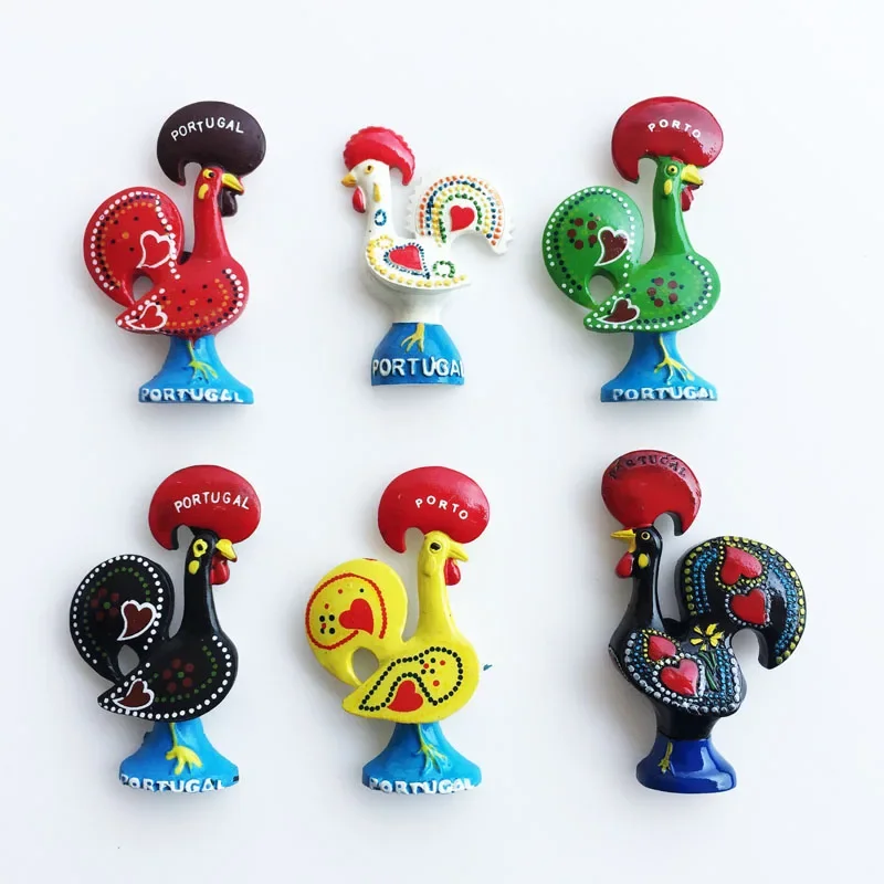 Portugal Rooster Fridge Magnets Tourist Souvenir PORTUGALLO Colored Cock Magnetic Refrigerator Sticker Collection Travel Gift