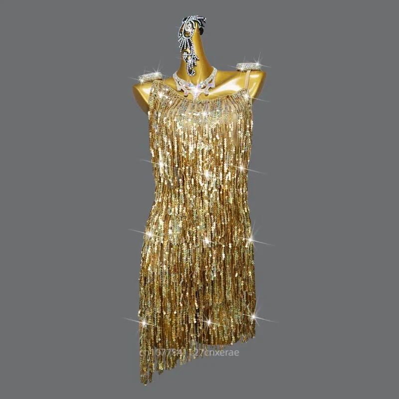 

2025 New Latin Dance Costumes, Sequin Performance Costumes, Dance Art Competitions, Group Performance Latin Dance Costumes