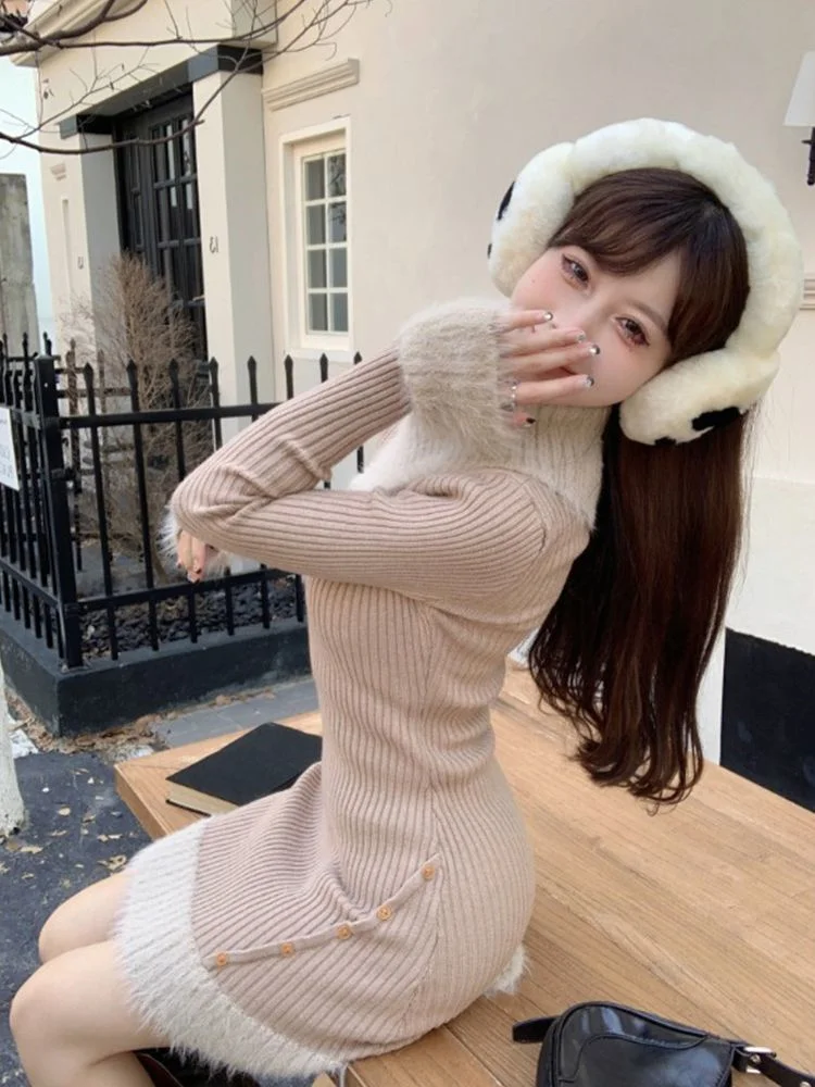

Knee Length Pullovers Girls Sweaters Jumpers Women Elasticity Turtlenecks Relax Fit Dinner Teens Kawaii Floral Sleeveless Halter