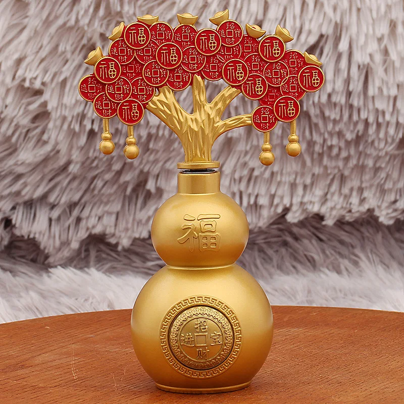 

Money Tree Hundred Blessings Wealth Character Gourd Rotating Wealth Decoration Home Fortune Tree Wealth Attracting Ornament Meta