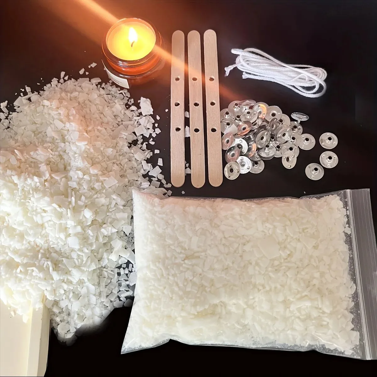 Candle Making Kits 100G Soy Wax DIY Making Scented Candles Material Smokeless Candless Metal Wick Holders Making