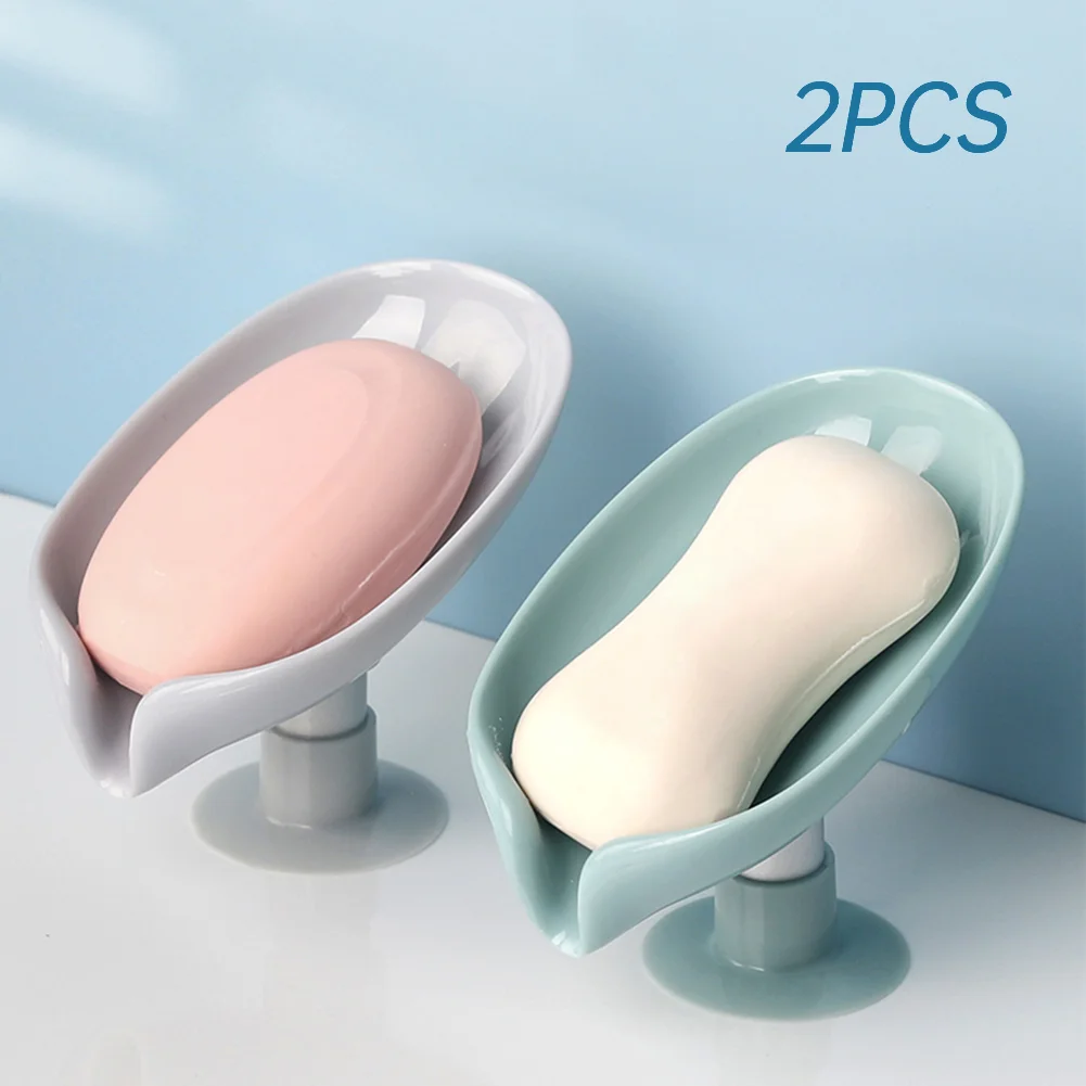 

2PCS Soap Holder Leaf Shape Soap Tray Bathroom Shower Drain Soap Dish Soap Storage Container For Kitchen Bathroom Accessories