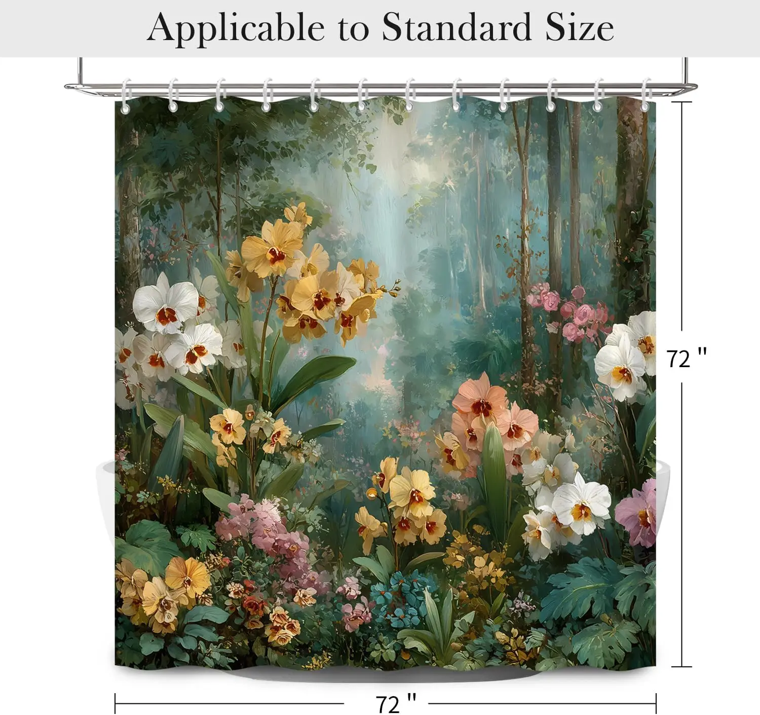 Luxurious Botanical Floral Shower Curtain Waterproof Tropical Jungle Forest Print Bathroom Decor Wall Tapestry Curtain Realistic