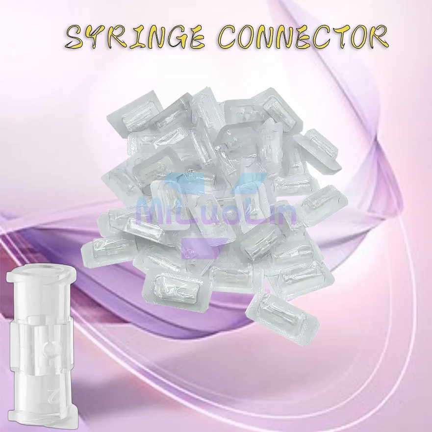 Leak Proof Double Helix Medical Sterile Luer Lock Adapter 10-100PCS Transparent Plastic Syringe Connector