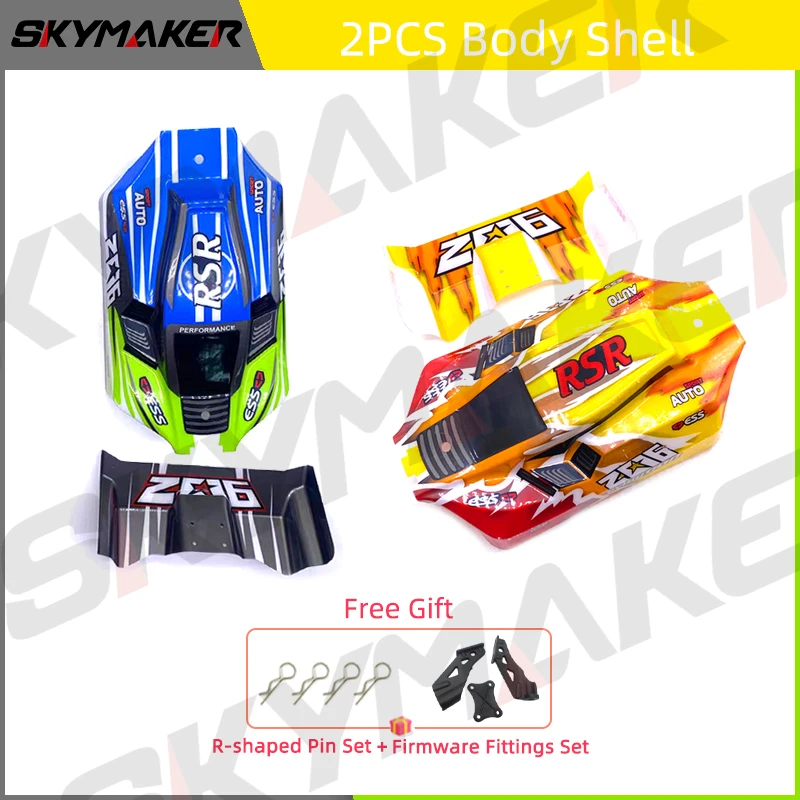 Carcasa Y Alerón Trasero Para WLtoys 144001 144010 1/14 – Recambio De PVC Para Coche RC, Rojo Y Amarillo
