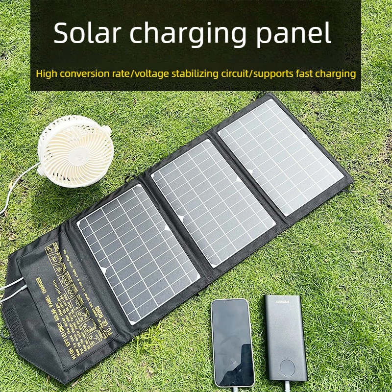 Monocrystalline Silicon Solar Charging Panel Folding Portable Phone Fast Charging Battery Photovoltaic Power Generation Panel