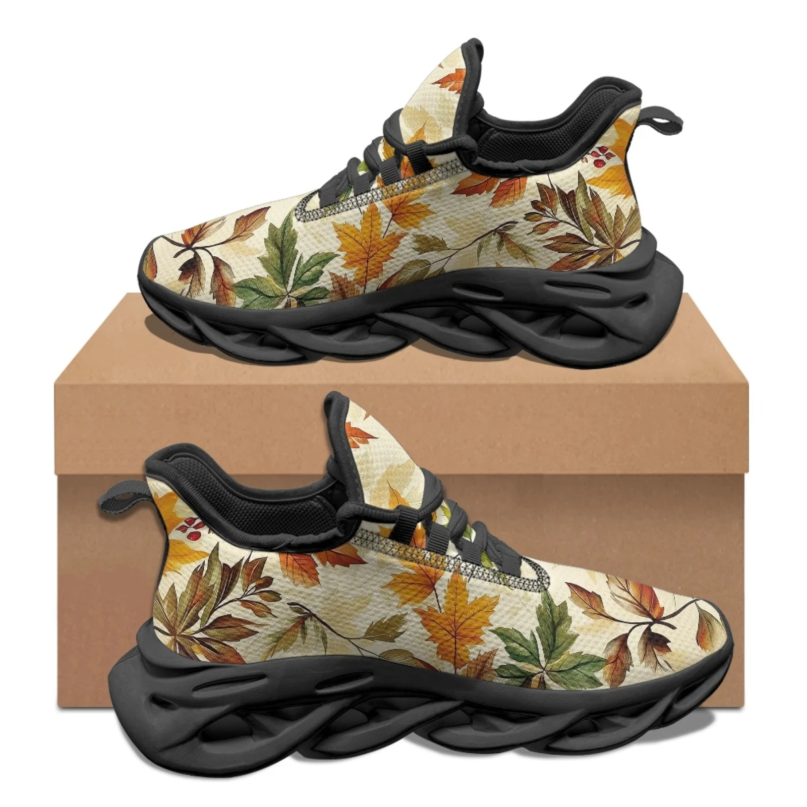 PENSTROLL PENSTROLL Autumn Leaf Print Slip-On Athletic Fashion Shoes Mens Running Sneaker for Hiking New Arrival Fall Fashion