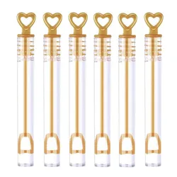 20-50pcs Gold Bubble Soap Bottle Heart Wand Empty Tube Kids Birthday Party Favors Pinata Filler Toys Wedding Gifts for Guest