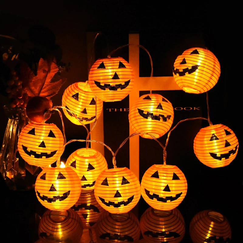 

1.5m 10LED Halloween Pumpkin Lantern String Lights Happy Halloween Party Decoration DIY Hanging Lamp Ornament Battery Powered