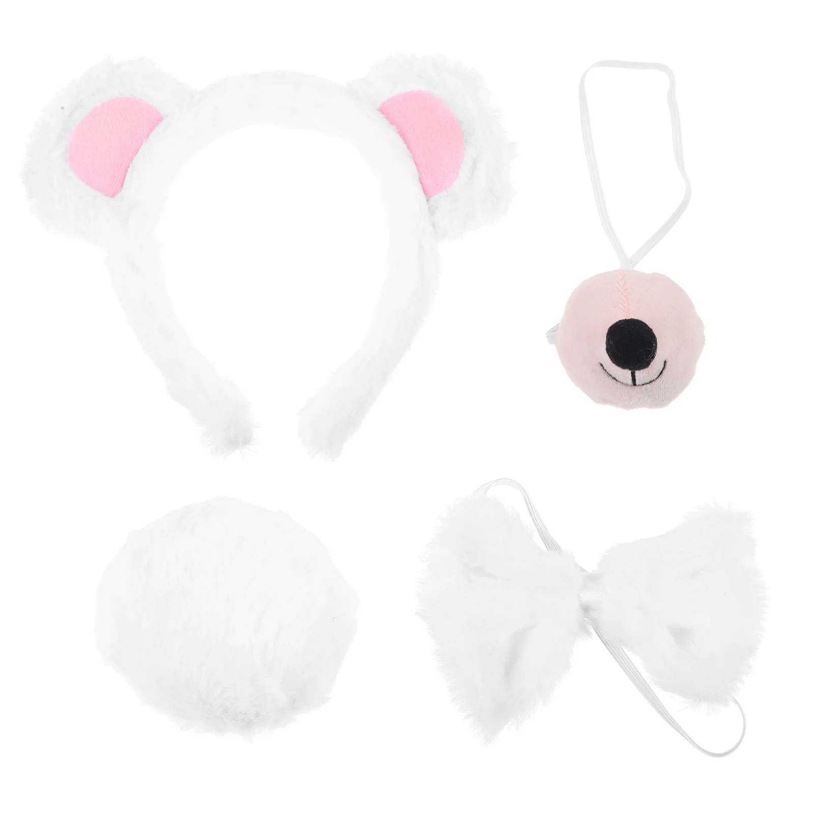 1Set Small Bear Ears Headband Adorable Animal Role Play Costume Set for Kids Fashionable Party Accessory with Nose