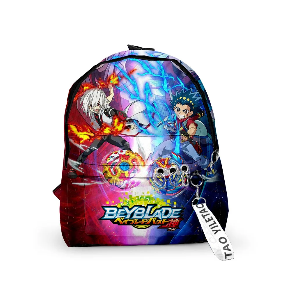 Harajuku Beyblade Burst Evolution Backpacks Boys/Girls pupil School Bags 3D Print Keychains Oxford Waterproof Small Backpacks