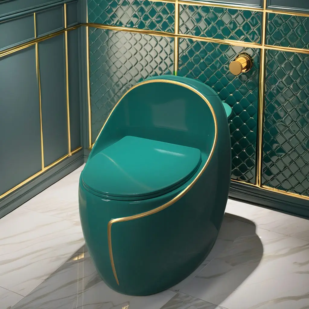 Luxury Gray Ceramic Small Apartment Siphon Toilet with Large Diameter Water Saving New Household Color Egg Type for Bathroom