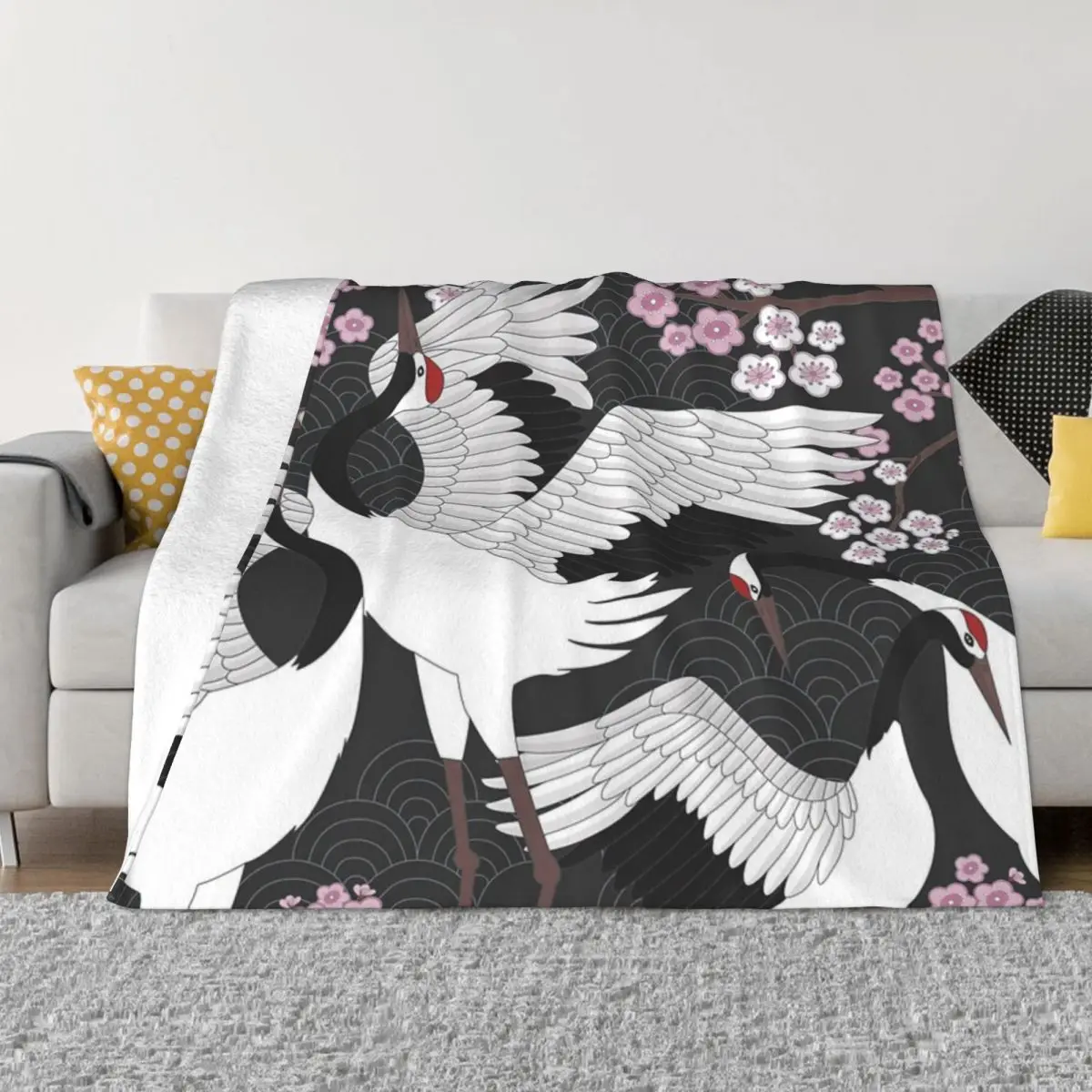 

Japanese Cranes Home Bed Blankets Quilt For Bed Custom Blanket Personalized Throw Blanket