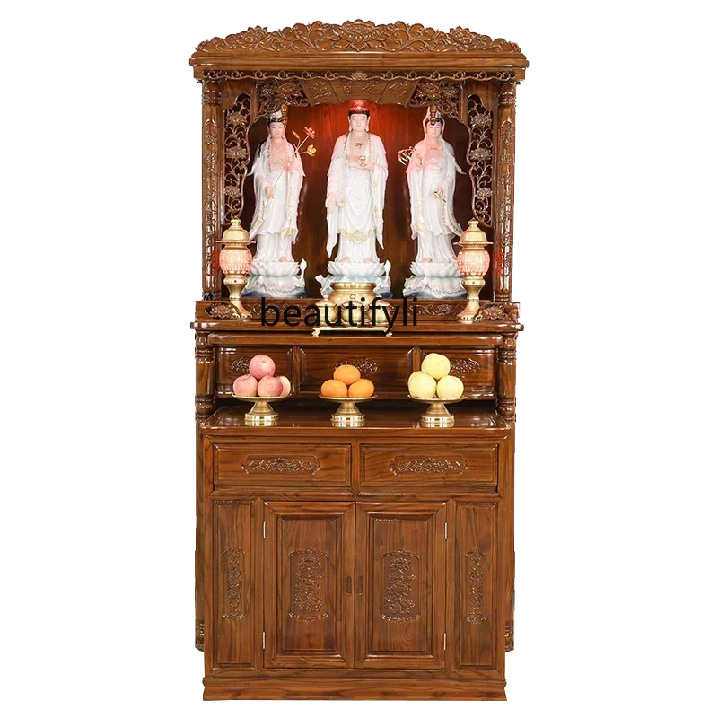 

Buddha Niche Home Buddha Cabinet Guanyin Table Buddha Statue Enshrine Vertical for Cabinet