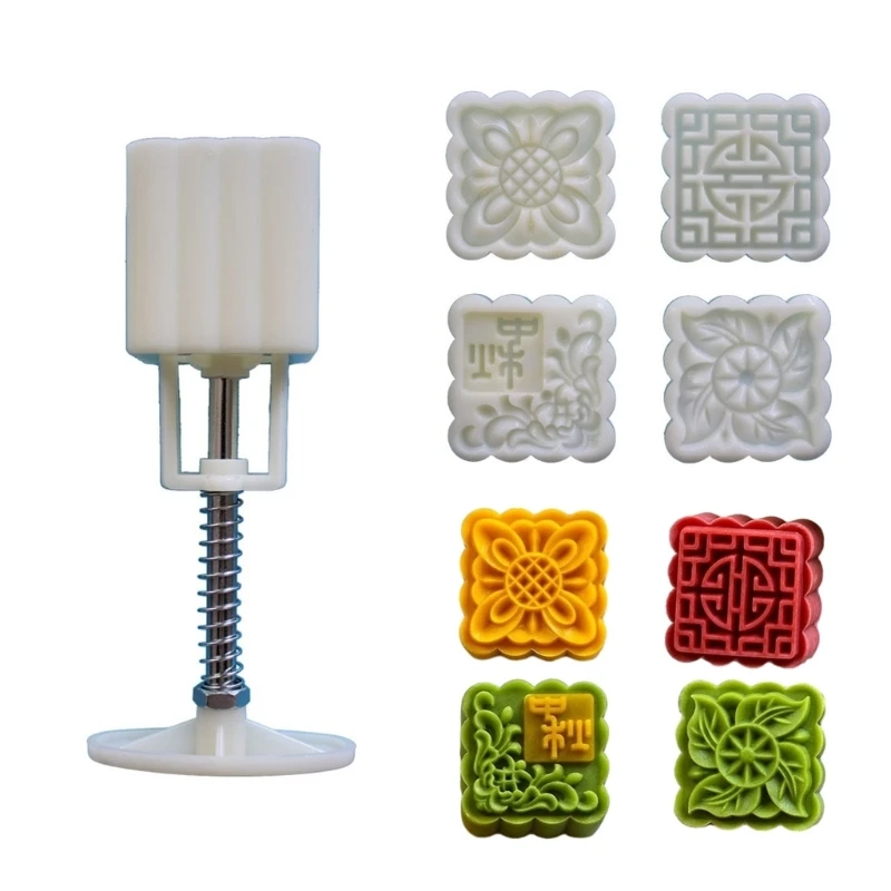 Plastic Mooncakes Molds Easy to Clean Square Pastrys Stamps Flower