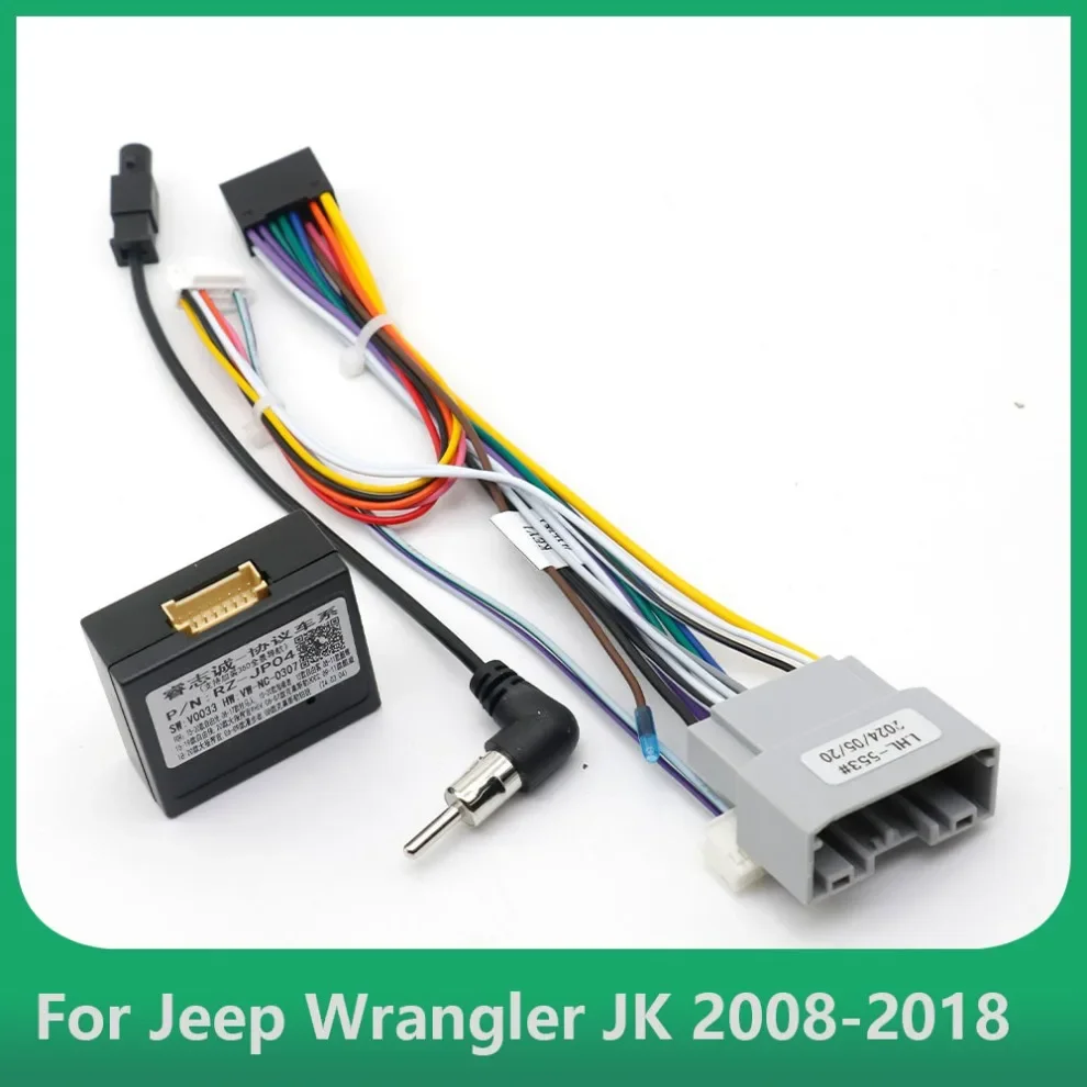 

For Jeep Wrangler JK 2008-2018 Aftermarket DVD Radio Player Stereo Installation Car 16pin Android Wiring Harness With Canbus