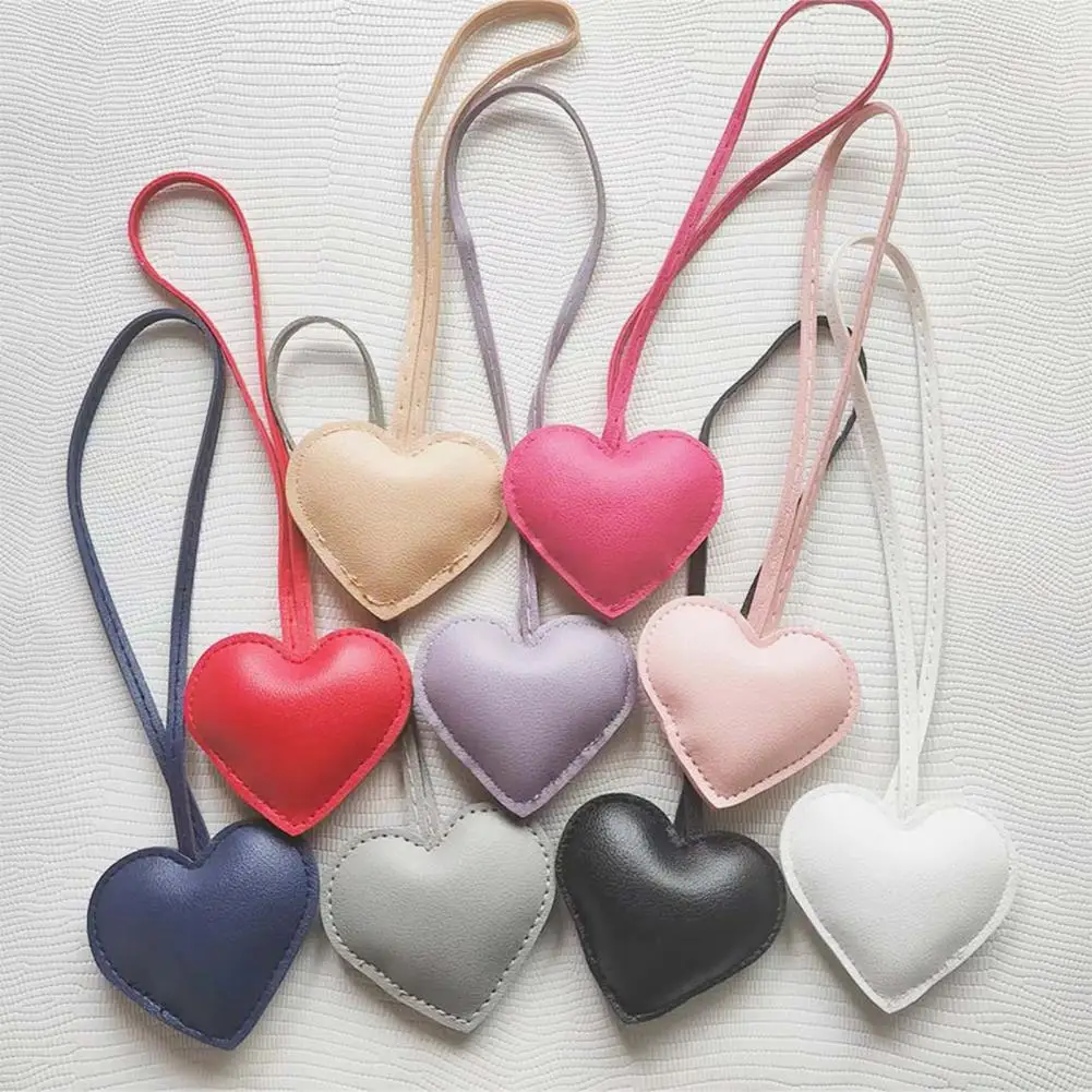 Bag Pendant Gift Faux Leather Bag Accessory Heart Shape Bag Pendant Keychain Imitation Leather Car Accessory for Decoration