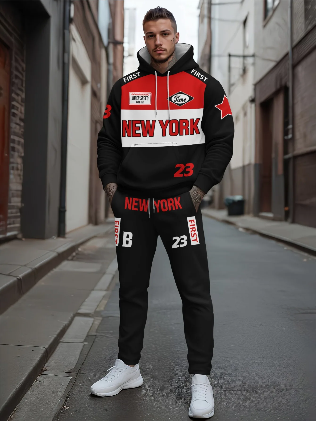 

Осенне-зимний стильный локомотив, толстовка с капюшоном Y2K, модная мужская одежда, спортивный костюм, комплект из двух предметов, костюм-свитшот, комплект из 2 упаковок