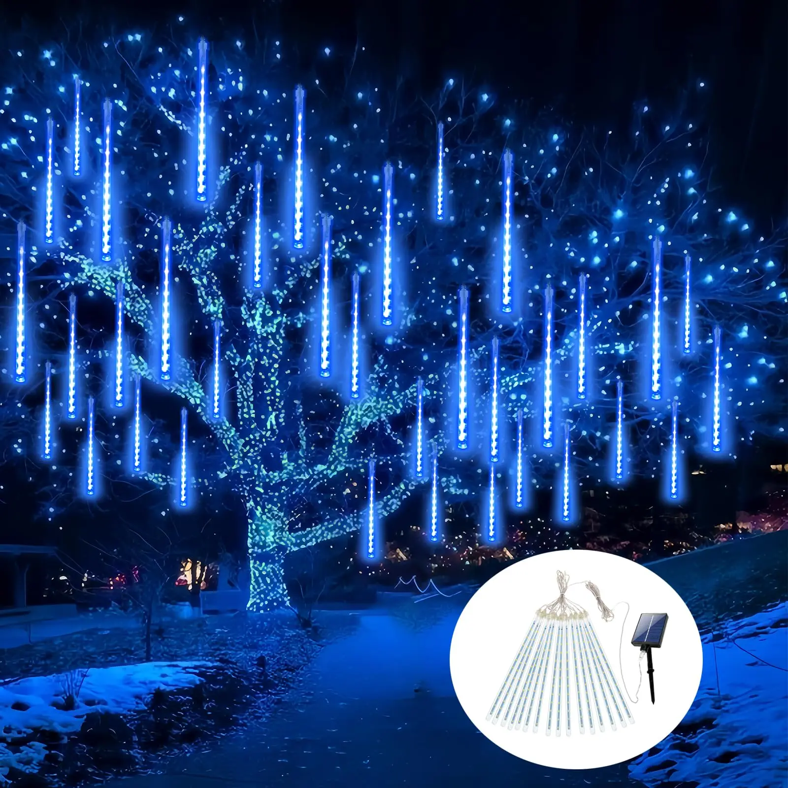 

Solar Meteor Tubes Lights Outdoor Waterproof Solar Hanging Lights 8 Tubes 192 LED for Garden Tree Wedding Christmas Decoration