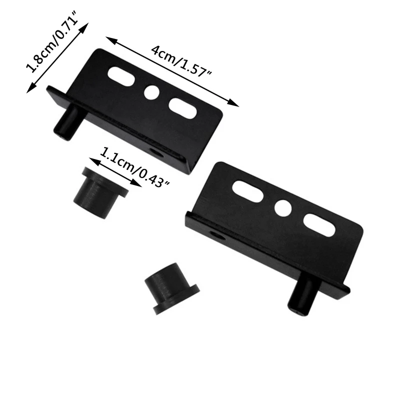 2 peças/set dobradiças pivotantes da porta com bucha engrossar preto ferro ângulo direito dobradiças pivotantes acessórios