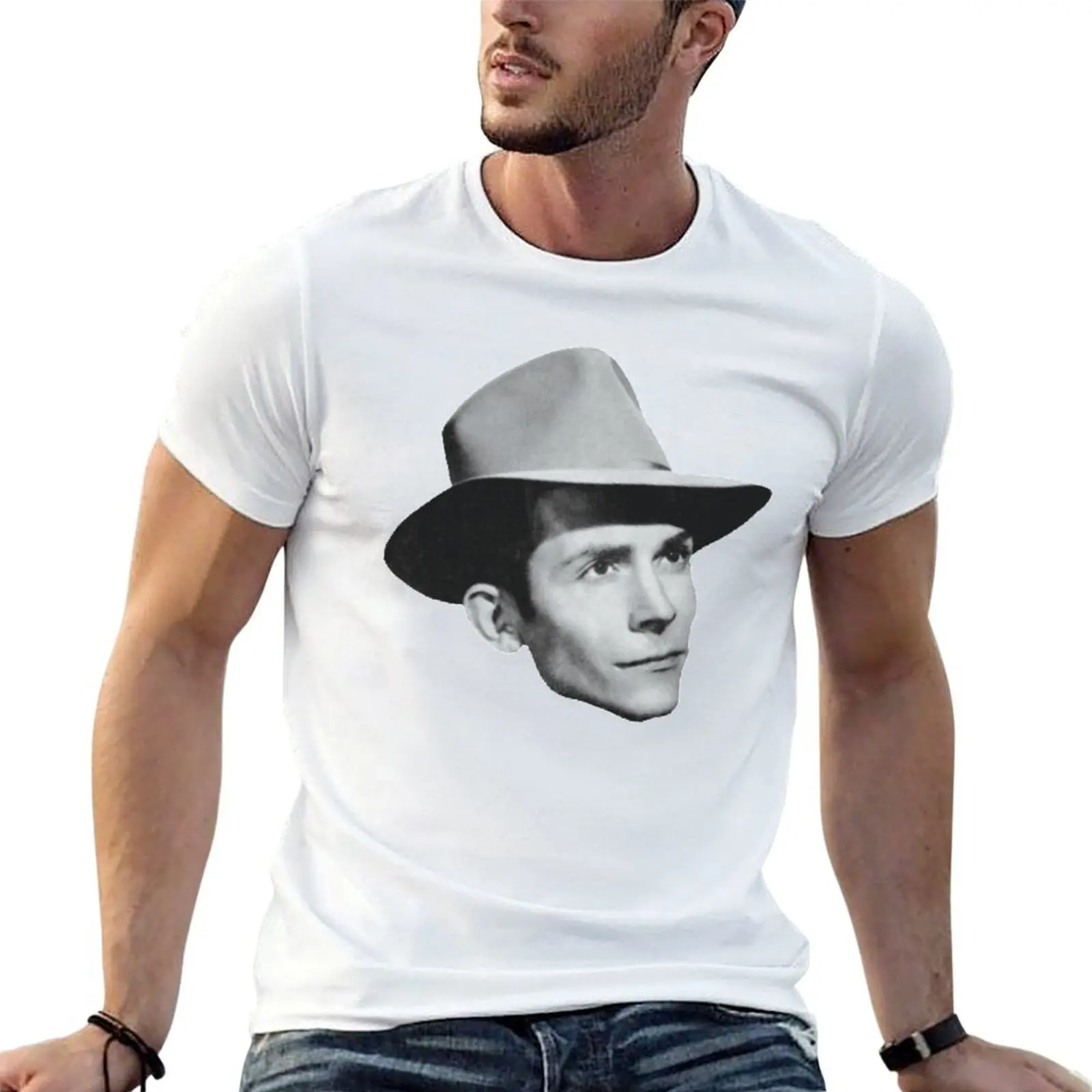 

cotton without prints - man graphic Photograph t shirt Hank shirts t Williams Text with T-Shirt man shirts for funny t