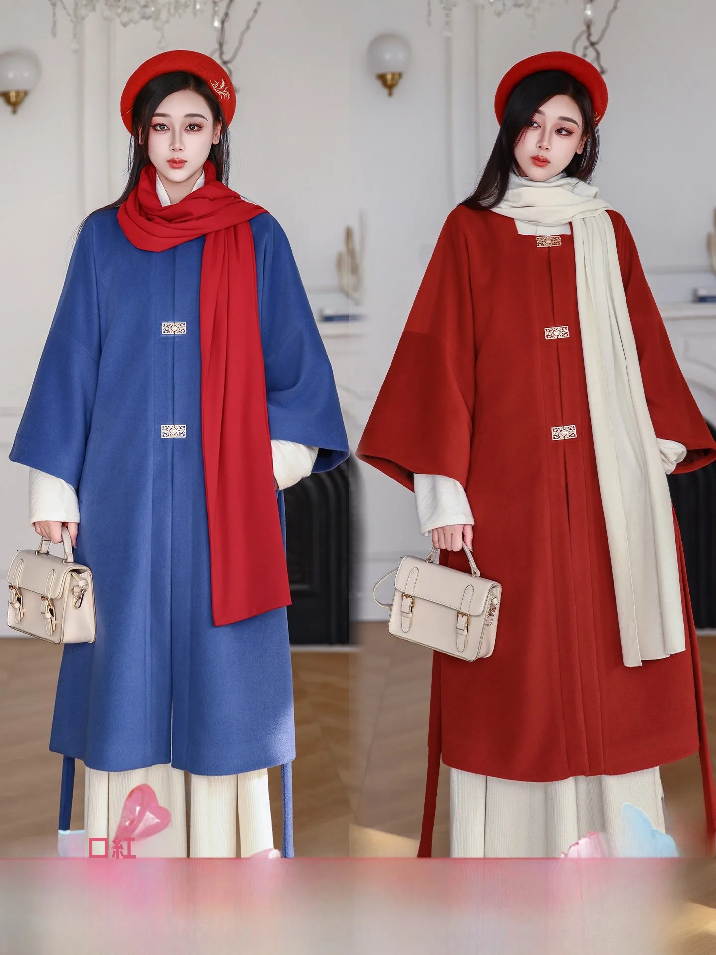 

Оригинальное длинное пальто Ming Dynas в китайском стиле с квадратным воротником Hanfu, женская модная осенне-зимняя одежда