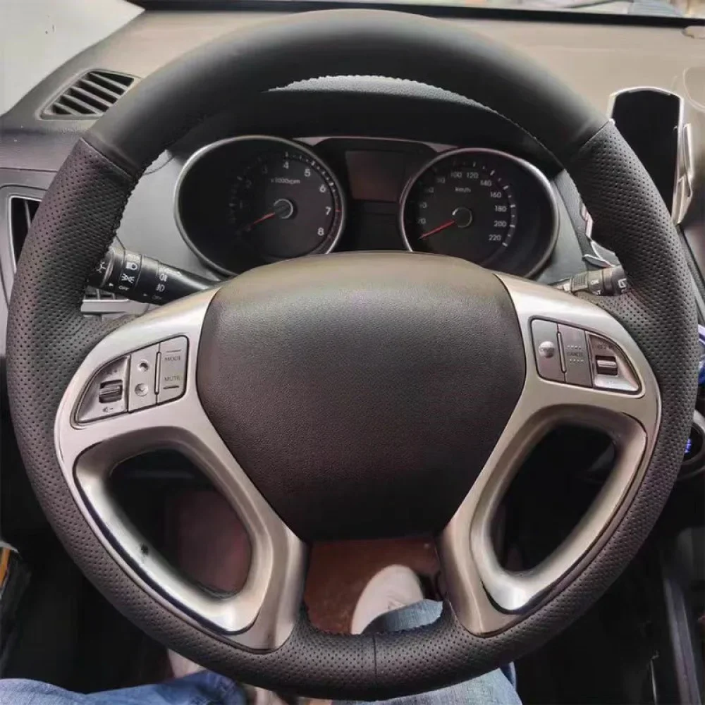 Customized DIY Car Steering Wheel Cover For Hyundai Ix35 Tucson 2 2011-2015 Non Slip Leather Braid Car Interior Accessories