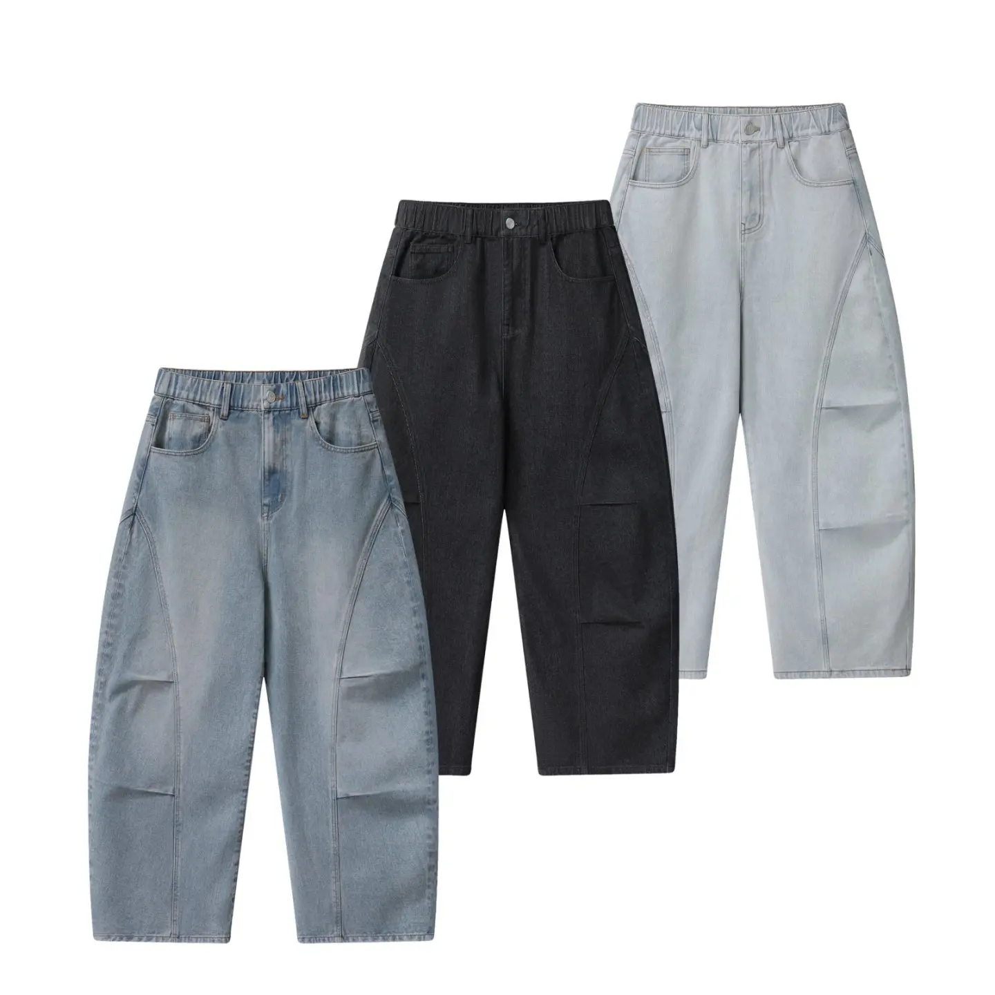 

Retro American Waed Denim Jeans Men's Loose Wide Leg Knife Pants Casual Straight Leg Trousers Cotton Polyester Blend