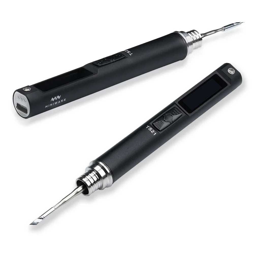 MINIWARE TS21 Portable Soldering Iron, 100-450℃ Adjustable, PD 100W Fast Heating, Precision Repair Tool with T210-KU Tip
