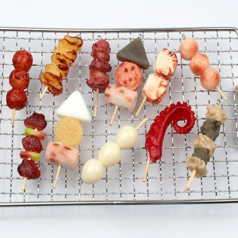 Tintenfisch-Spieß PVC-Tür-Autoschlüsselanhänger, gefälschter Lebensmittel-Schlüsselanhänger, Simulations-BBQ-Schlüsselanhänger, Damenmode-Schmuck, koreanischer Stil, Taschenanhänger – Detail 9