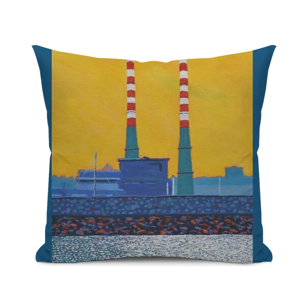 

The Poolbeg Chimneys (Dublin, Ireland) Cushion Office Classroom Chair Cushion Couch Pillow Bedroom Floor Winter Thick