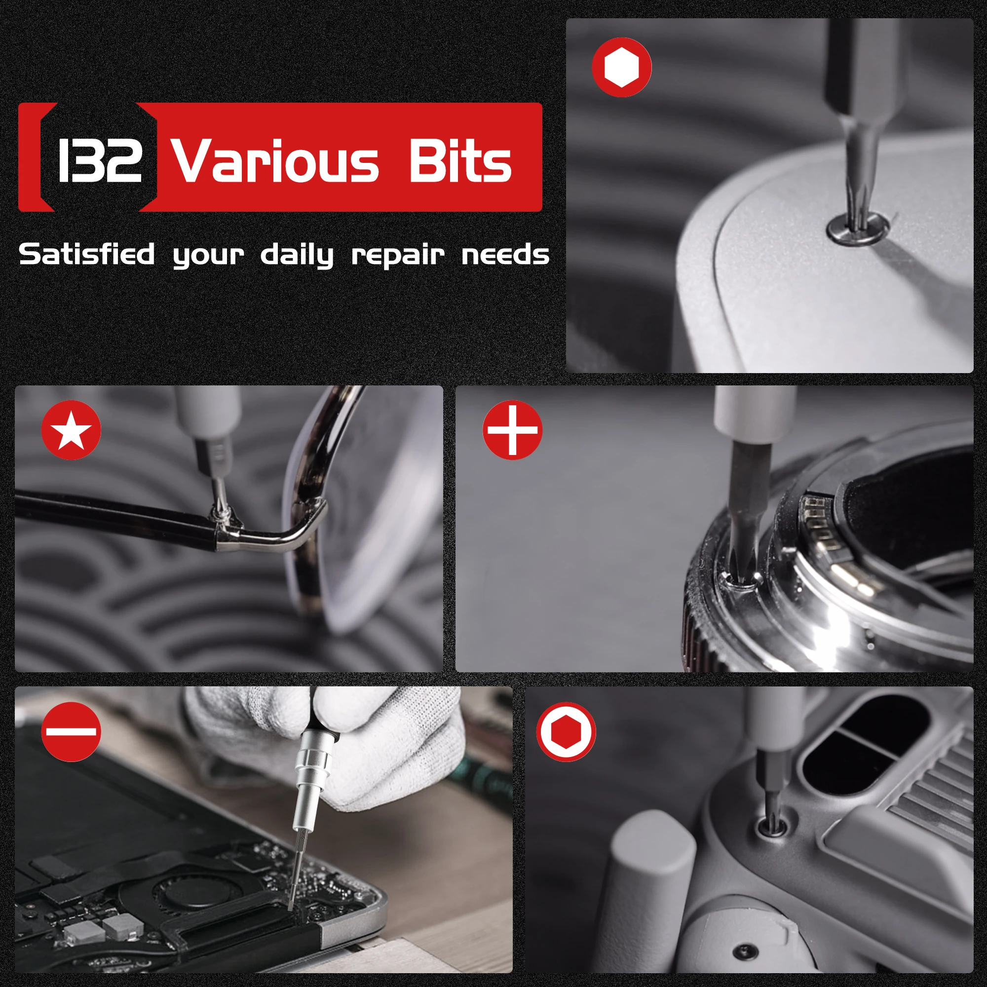 EZARC 145 In 1 Set Obeng Presisi Set Obeng Magnetik Alat Perbaikan Obeng, untuk MacBook, Kacamata, Ponsel, Jam Tangan