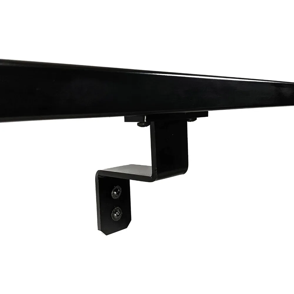 

Rustic Farmhouse Aluminum Handrail, Black Powder Coat, Returns to Wall, Hardware Included (10' Handrail)
