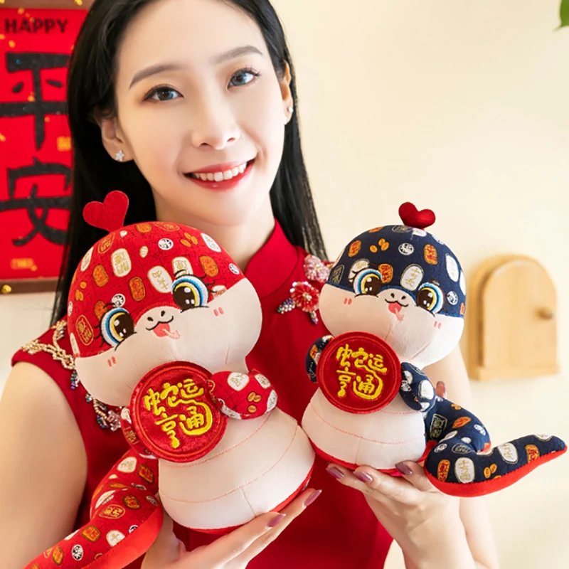 Cute Year Of The Snake Chinese Mascot New Year Doll Small Festival Ornaments Cartoon Zodiac Snake Decoration 2025 New Year Gift