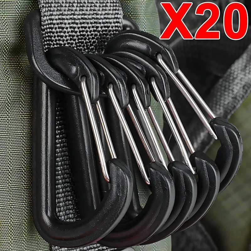 

56*35mm D-shaped Plastic Steel Wire Spring Buckle Outdoor Carabiner Backpack Hook Connection Ring Keychain Camping Accessories