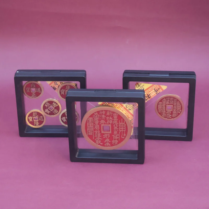 Cinnabar Mountain Ghost Flower Money Antique Copper Coin Pendant with Protective Box Wholesale Brass Bagua Copper Coin Ornament