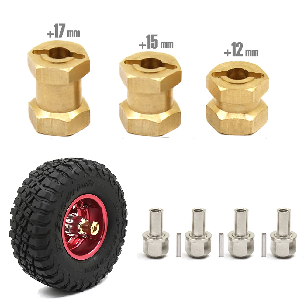 Adaptateur de roue hexagonale élargie pour axe de 12mm/15mm/17mm, 4 pièces, pour voiture RC 1/10 TRX4 RC4WD D90 D110 Axial Scx10 90046 catRC