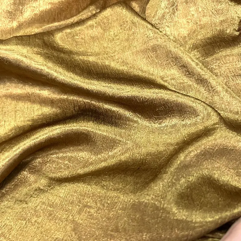 Gold Soft Glossy Silk Embossed Jacquard Poplin Fabric Design Sewing Material Wedding Dress Garment Wide 150cm Sold By The Meter