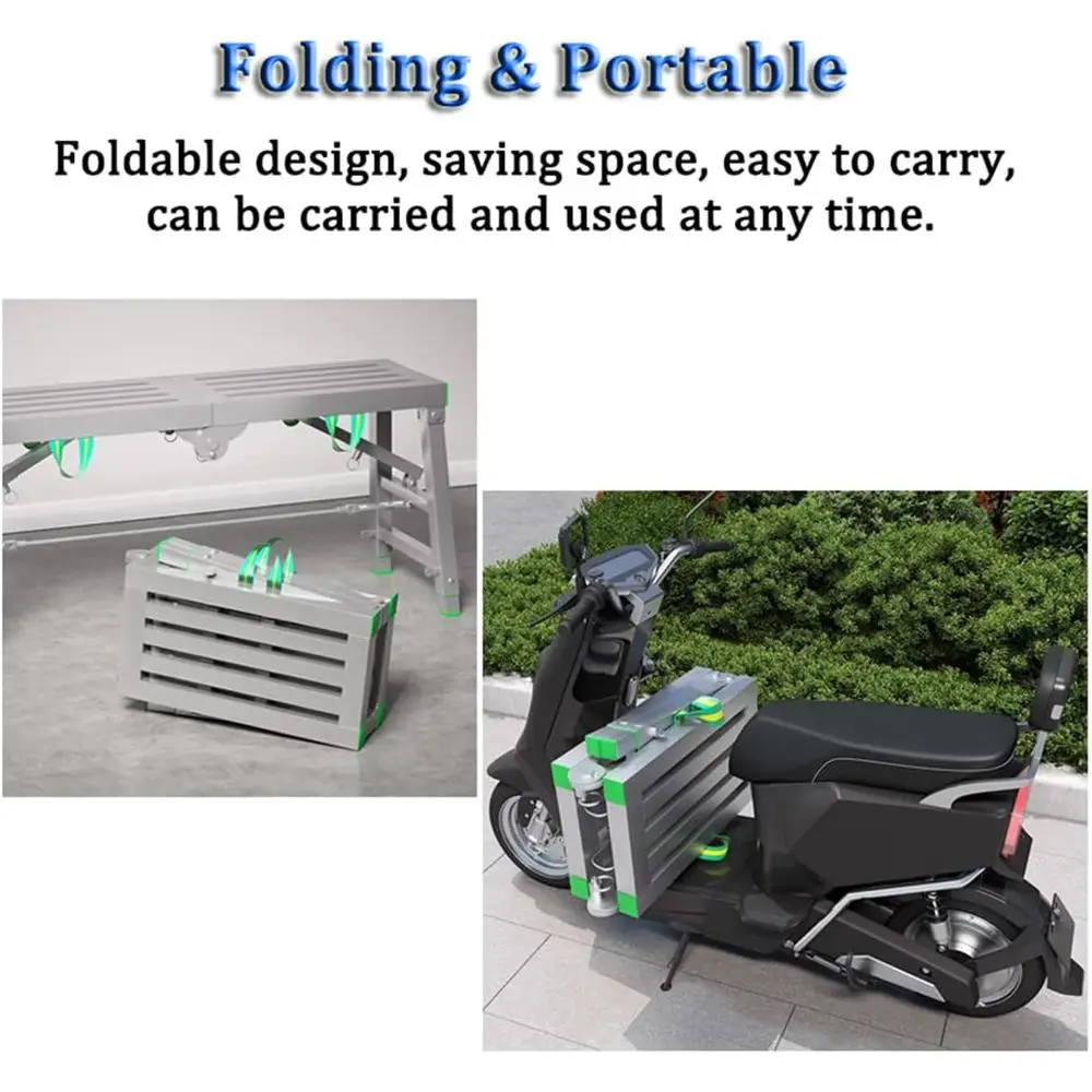 5-Gear Adjustable Height Folding Scaffold Workbench for Home Engineering Projects